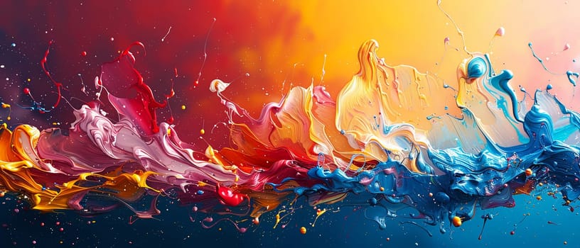 Artist's palette with vibrant paint splashes, illustrated in a lively abstract style that leaps off the canvas.