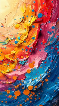 Artist's palette with vibrant paint splashes, illustrated in a lively abstract style that leaps off the canvas.