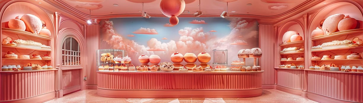 Whimsical cake shop with pastries that seem alive, painted in a bright and inviting storybook style.