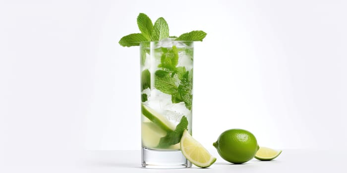 Mojito coktail in a glass isolated on a white background