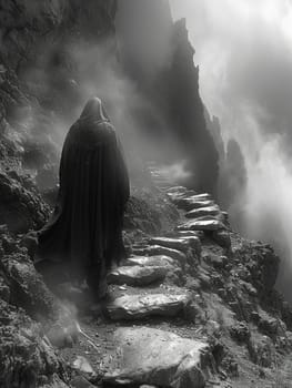Harbinger walking the path of the ephemeral, their footprints a cascade of fading echoes.