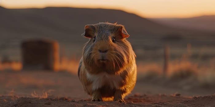 Cute Guinea Pig On A Ground, Close Up