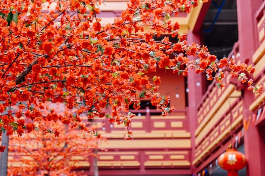 imitation flower, artificial Japanese cherry blossoms in full bloom. Beautiful flowers background.