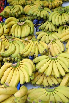 Banana bunch selling at fruit market .