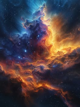 Breathtaking space nebula painted with swirling cosmic dust and stars, in a Hubble telescope art style.