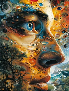 Cosmos-gazing figure depicted in a surreal Salvador Dali-inspired style, blending dream and reality.