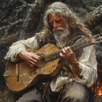 Bard strumming the strings of a starlight lyre, the melody a constellation of sound.