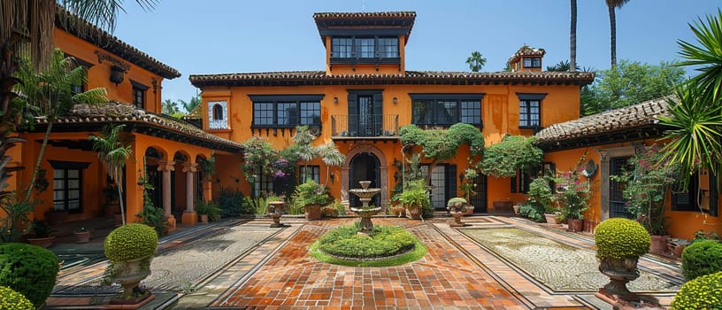 Authentic Spanish Hacienda with Terracotta Tiles and Courtyard, traditional Spanish living.