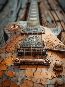 Close-up of guitar, emphasizing music and artistry.