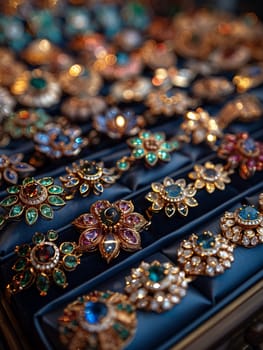 Close-up of intricate jewelry, symbolizing luxury and fashion.