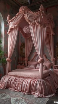 Fairy-tale princess bedroom with a canopy bed and whimsical decor.