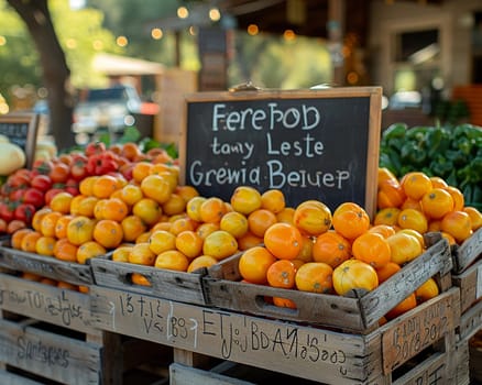 Rustic Farmers Market Supporting Local Growers and Businesses, The hustle of vendors and produce creates a lively blur of community business interaction.