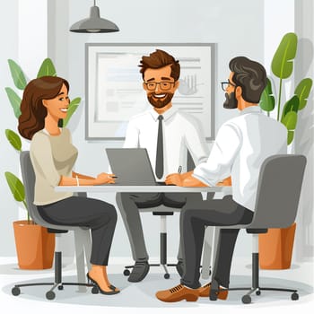 Human Resources Executive Conducting Interviews in Welcoming Office, Potential candidates experience the warmth of a company culture during interviews.