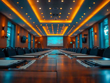 Engaging Business Seminar Led by Expert Consultant, Entrepreneurs absorb wisdom from an expert against the backdrop of a well-appointed seminar room.
