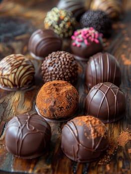 Artisanal Chocolate Truffles Melt Indulgence in Business of Confectionery, Molds and cocoa dust a scene of sweet artistry in the chocolate business.