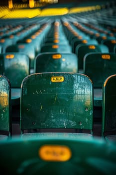 Stadium Seating Awaits Eager Sports Fans and Sponsors, The sprawling blur of an empty stadium hints at the excitement of sports and business sponsorships.