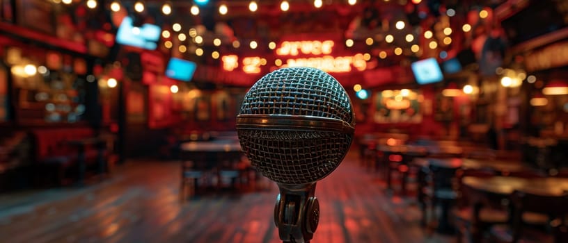 Stand-Up Comedy Mic Echoes Laughs in Business of Live Entertainment, Spotlights and laughter amplify a tale of humor and performance in the comedy business.