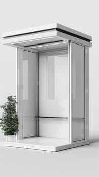 A series of white and grey images of different types of bus shelters. The mood of the images is modern and sleek, with clean lines and minimalistic design