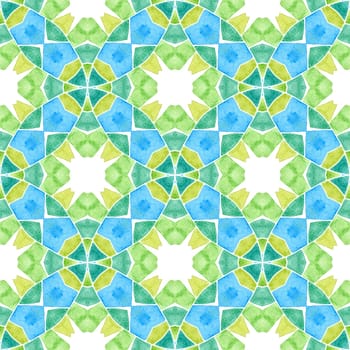 Hand drawn green mosaic seamless border. Green artistic boho chic summer design. Textile ready ecstatic print, swimwear fabric, wallpaper, wrapping. Mosaic seamless pattern.