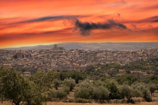 modica sicily village cityscape view panorama