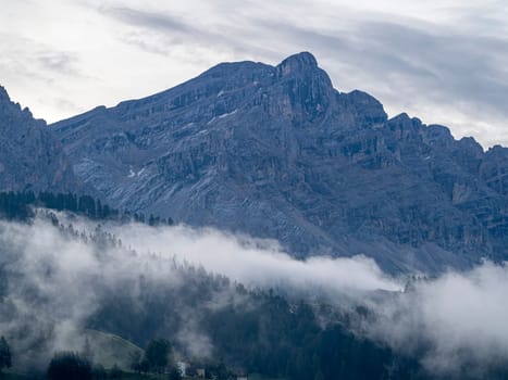 monte croce cross mountain in dolomites badia valley panorama landscape