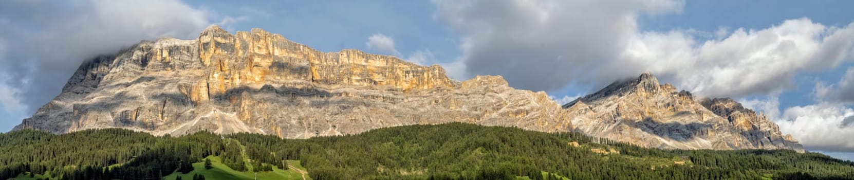 monte croce cross mountain in dolomites badia valley panorama landscape