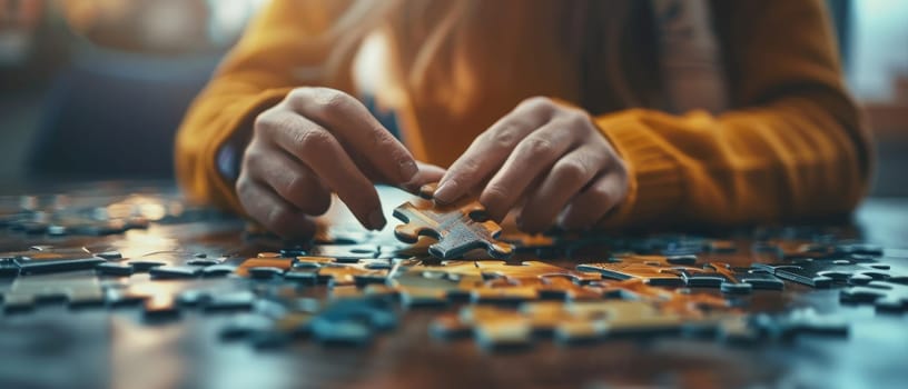 A person is holding a puzzle piece in their hand by AI generated image.