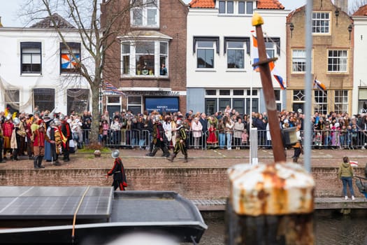Brielle,Holland,1-04-2024:people in traditional traditional costumes celebration of the the first town to be liberated from the Spanish in Den Briel in the Netherlands in 1572