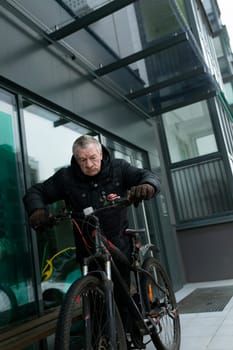 Senior man extends longevity by cycling.