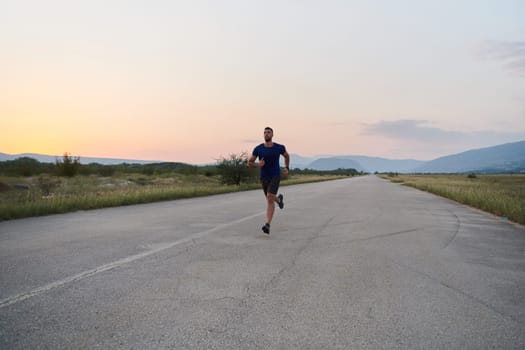 A highly motivated marathon runner displays unwavering determination as he trains relentlessly for his upcoming race, fueled by his burning desire to achieve his goals.