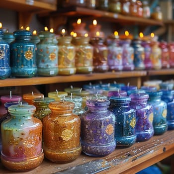 Candle Making Studio Enlightens Decor Trends in Business of Ambient Crafting, Candle jars and melting pots enlighten a story of decor trends and ambient crafting in the candle making studio business.