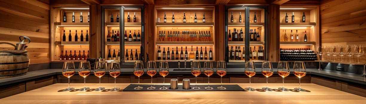 Winetasting Room Pours Sophistication into Business Client Relations, Glasses and bottles tell the story of taste, terroir, and business networking.