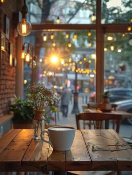 Busy Urban Coffee Shop Serving as an Informal Meeting Place, The comfortable blur of a coffee shop offers a relaxed backdrop for casual business discussions.