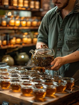 Specialty Tea Shop Brews Tranquility in Business of Aromatic Blends, Kettles and loose leaves steep a story of tradition and relaxation in the tea business.