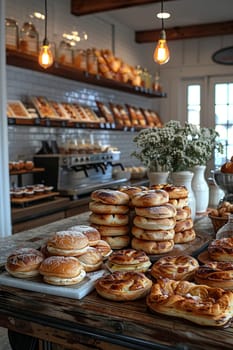 Artisanal Bakery Kitchen Crafting Delicious Treats for Clients, The warm blur of a bakery kitchen hints at the hands-on business of baking.