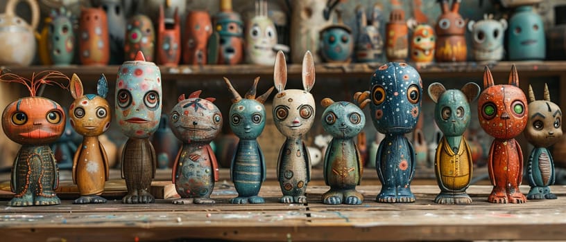 Handcrafted Toy Workshop Brings Imagination to Life in Business of Playful Creations, Toy blueprints and painted figures bring a story of imagination and craftsmanship to life in the handcrafted toy workshop business.