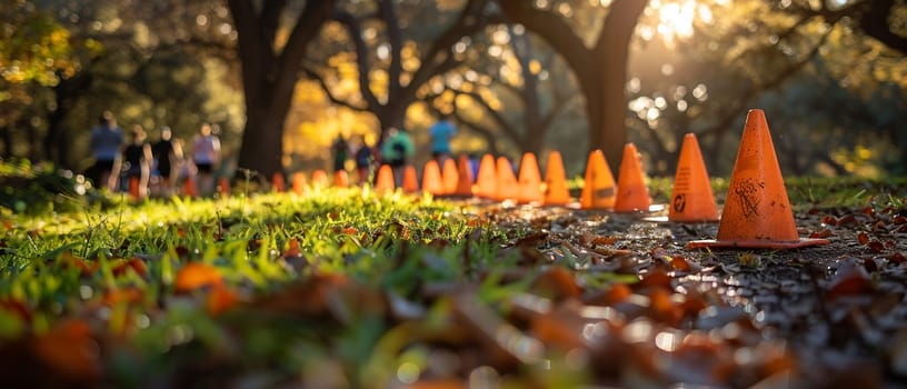 Invigorating Outdoor Bootcamp Inspires Fitness Goals in Business of Group Workouts, Training cones and outdoor circuits inspire a story of fitness goals and group workouts in the invigorating outdoor bootcamp business.