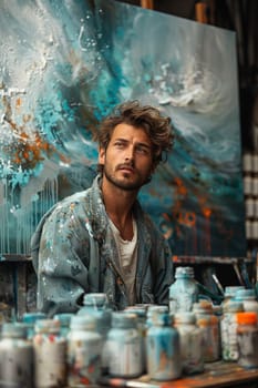 Creative Painter Shares Artistic Process in Bustling Studio, Inspiration and technique are shared as an artist paints amidst a collection of canvases.