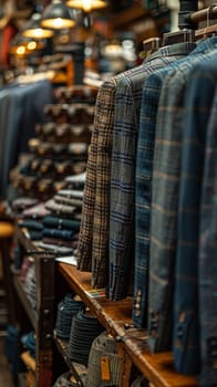 Tailored Suits Craft Professional Image in Business of Custom Fashion, Sewing machines and fabric swatches measure out a story of elegance and fit in the tailoring business.