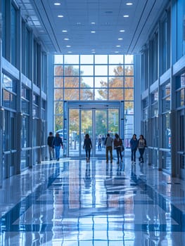 State-of-the-Art Medical Facility Advancing Healthcare Innovation, Blurred healthcare professionals and patients underscore the hustle of medical advancements.