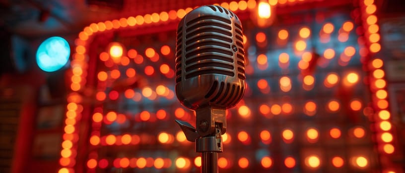 Stand-Up Comedy Mic Echoes Laughs in Business of Live Entertainment, Spotlights and laughter amplify a tale of humor and performance in the comedy business.
