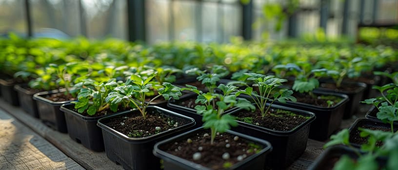 Nurturing Community Greenhouse Fosters Urban Gardens in Business of Neighborhood Planting, Seedling trays and community volunteers foster a story of urban gardens and neighborhood planting in the nurturing community greenhouse business.