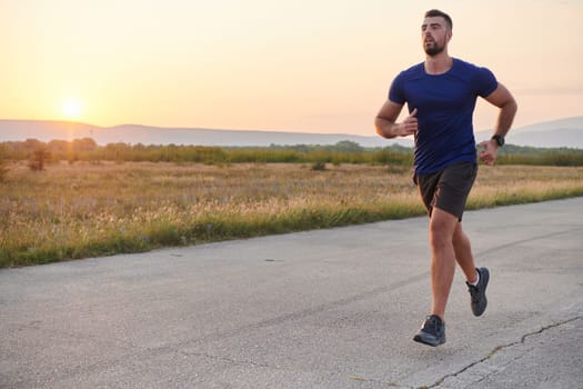 A highly motivated marathon runner displays unwavering determination as he trains relentlessly for his upcoming race, fueled by his burning desire to achieve his goals.