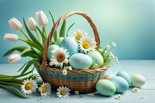 Easter greeting card, colorful Easter eggs .