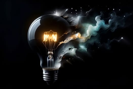 light bulb in complete darkness .