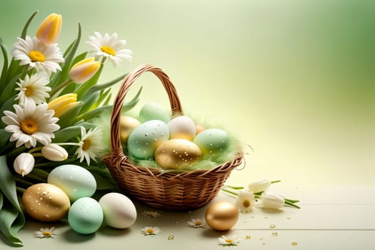 Easter greeting card, colorful Easter eggs .