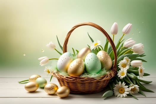 Easter greeting card, colorful Easter eggs .