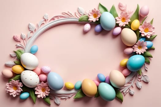 Easter greeting card, colorful Easter eggs .