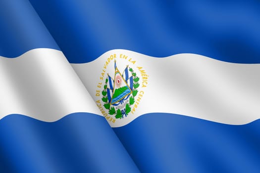 An El Salvador waving flag 3d illustration wind ripple