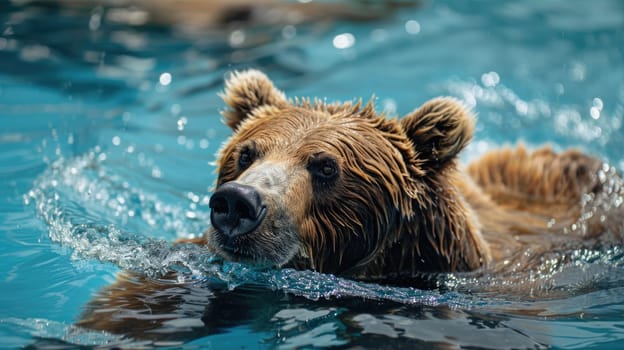 A bear swimming in the water AI
